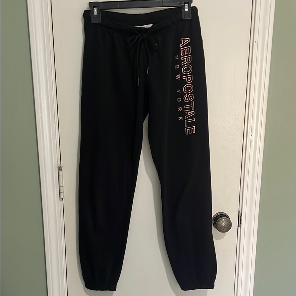 Aeropostale Black Joggers with Rose Gold logo